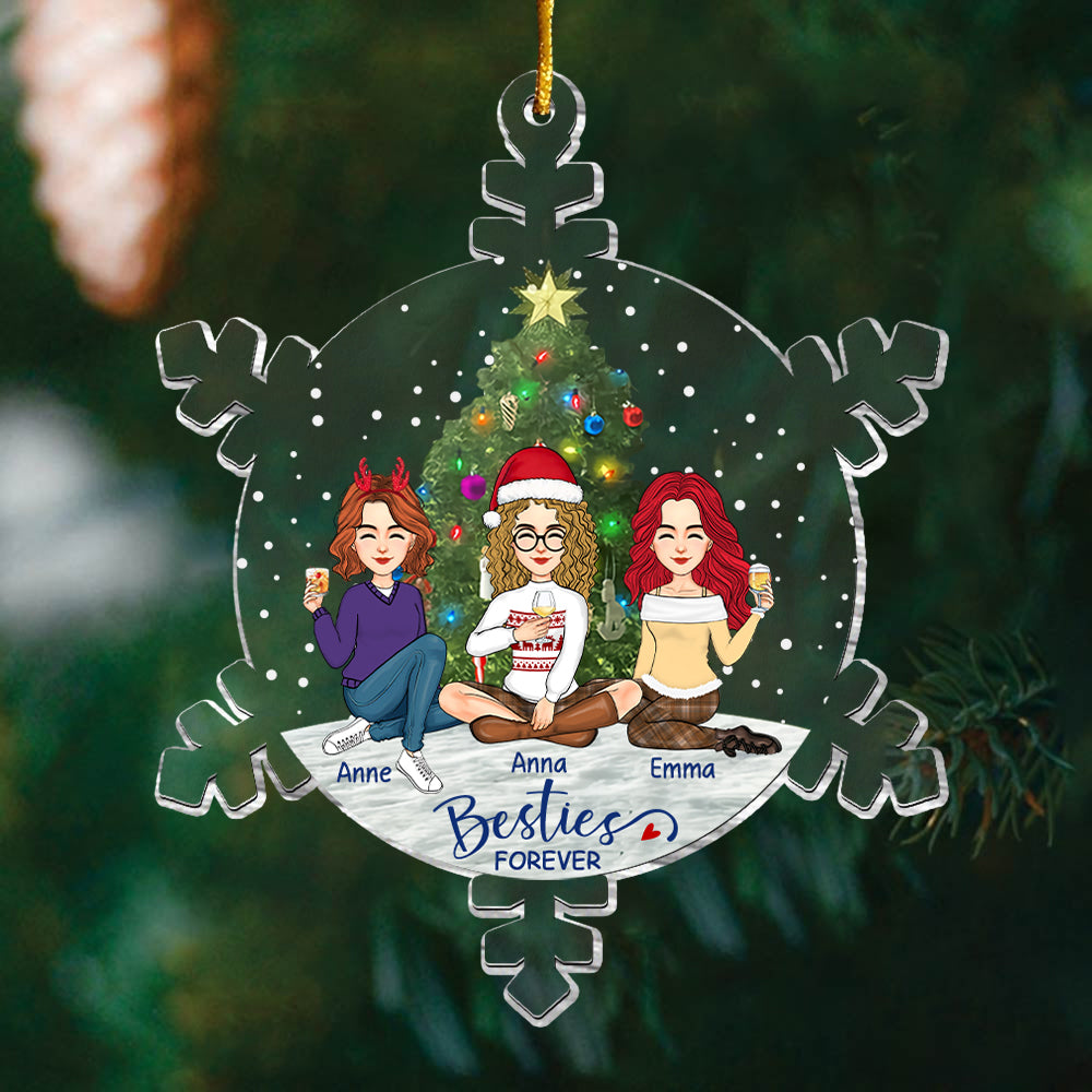 Snowflakes Besties Forever Ornament - Personalized Acrylic Ornament