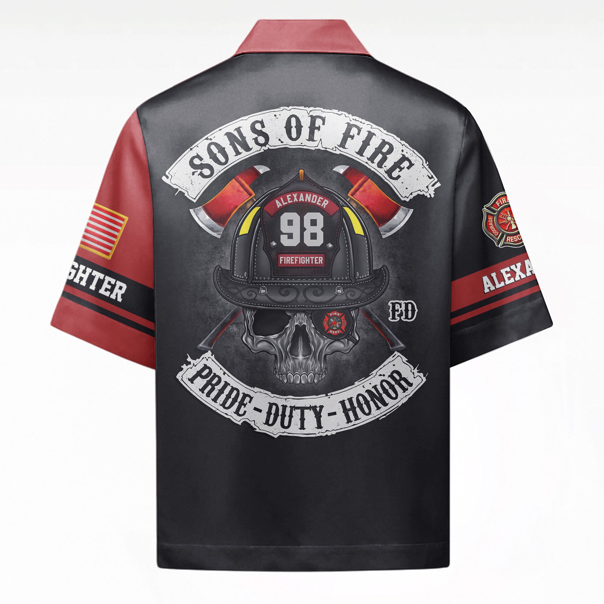 Sons of Fire Pride Duty Honor, Personalized Shirt For Fireman Firefighter T1807 Pt99
