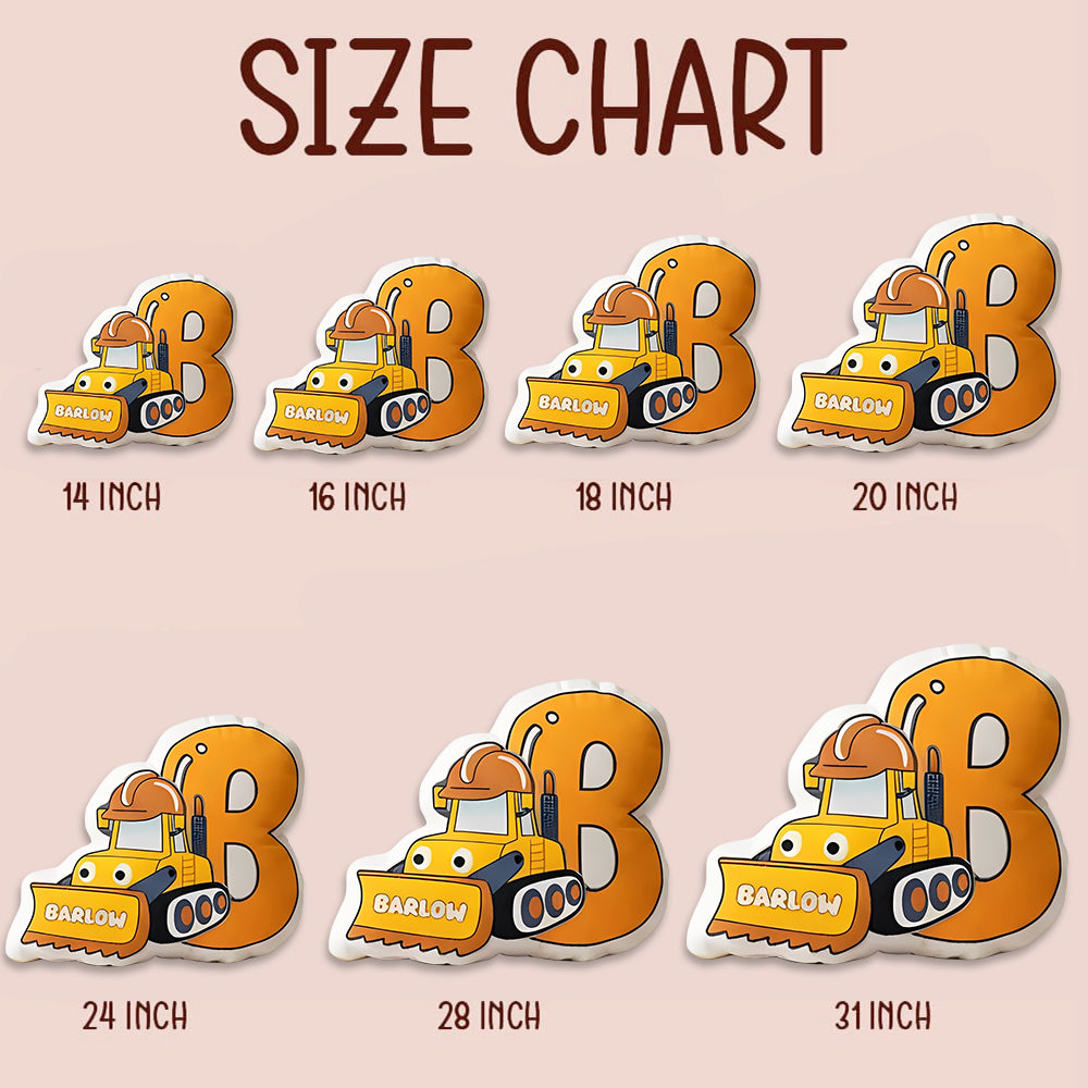 Personalized Boy Letter Pillow, Initial Pillow with name, Alphabet Excavator Letter Boy, Names Pillow, Christmas Gifts, Birthday Gift for Kids Li29
