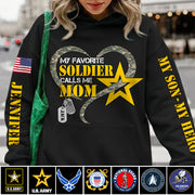 My Favorite Soldier Calls Me Mom Heart Camouflage My Son My Hero Custom Shirt For Proud Military Mom Grandma Sister H2511 Trna