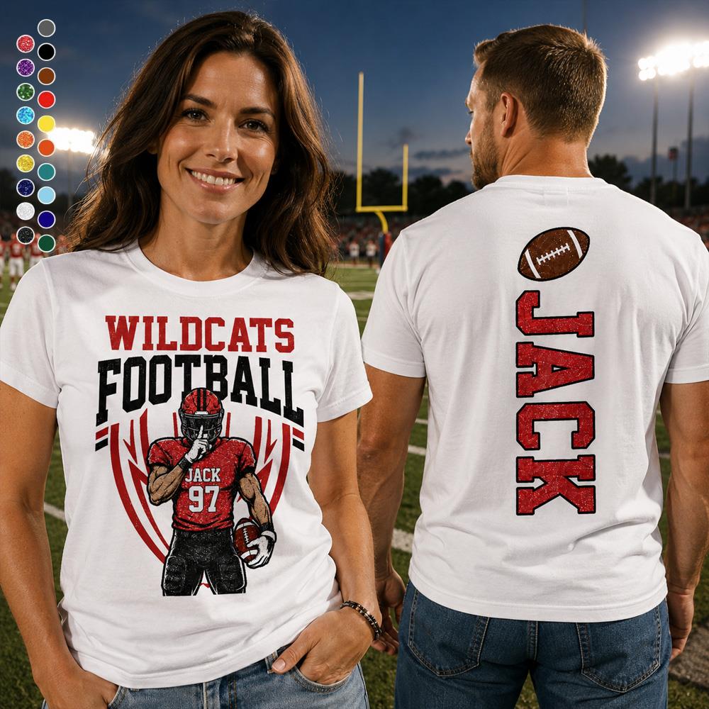 Custom Football Team Name & Number Shirt Football Mom Shirt Football Team Shirt Game Day Shirt Gift for Mom High School Football Cheer Shirt Vr2