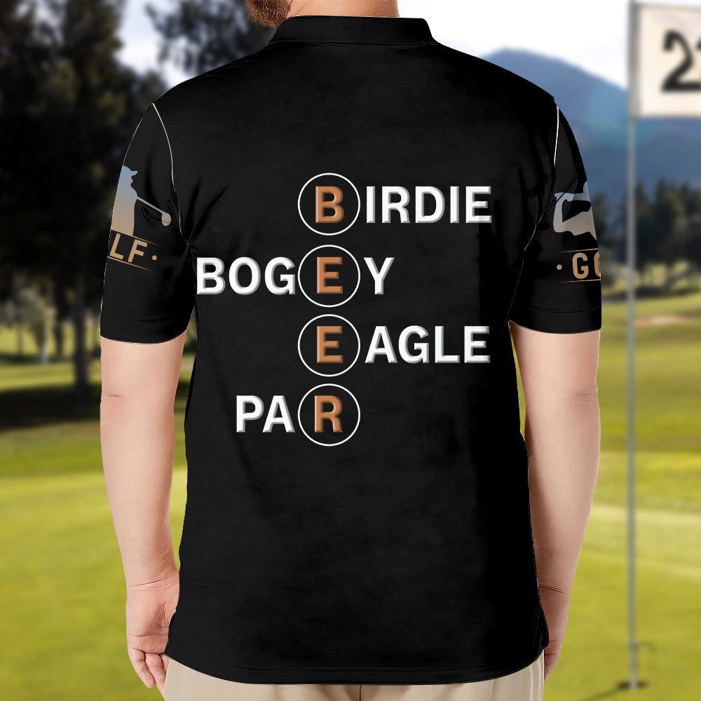 Golf And Beer Polo Shirt, Custom Men's Funny Graphic Golf Polo Shirt, Personalized Golf Polo Shirt, Gif for Golf Player A2110 Vr2 Nh00