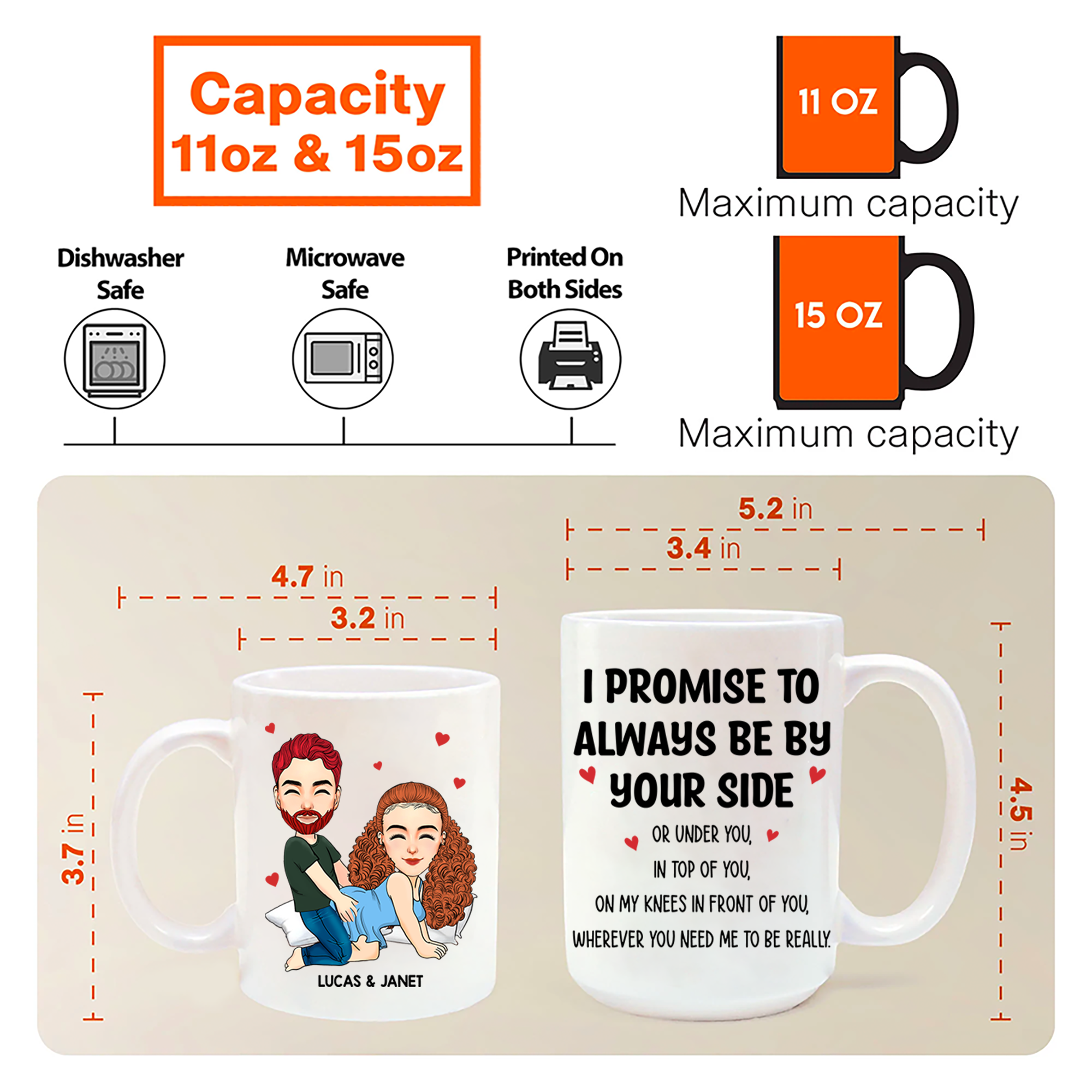 I Promise To Always Be By Your Side  - Couple Personalized Custom Mug - Gift For Husband Wife, Anniversary Pa00