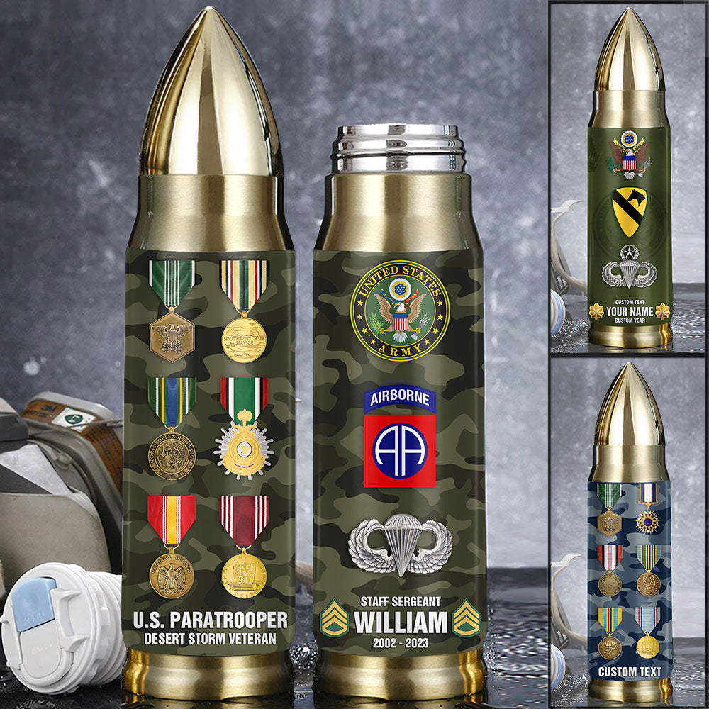 Personalized Branch Division Badges Medal Bullet Tumbler For Veteran K1702