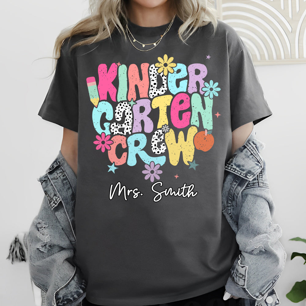 Custom Kindergarten Crew Shirt Teacher Gift, First Day of School T-Shirt