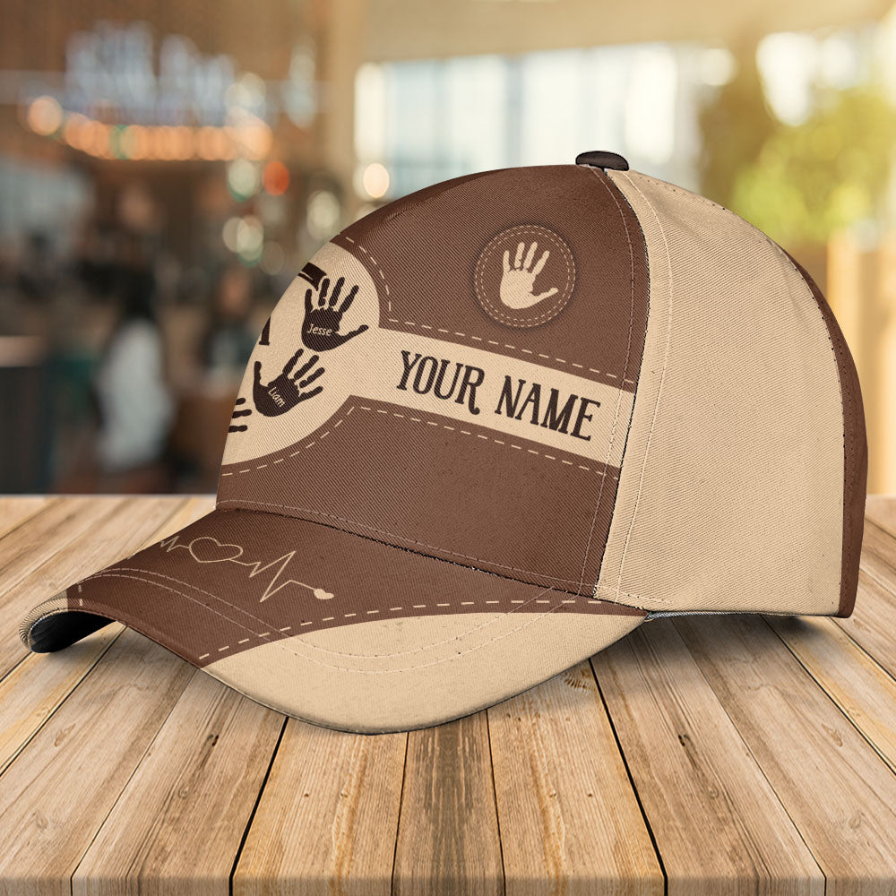 Grandpa Dad Kids Handprints - Personalized Classic Cap Pt99