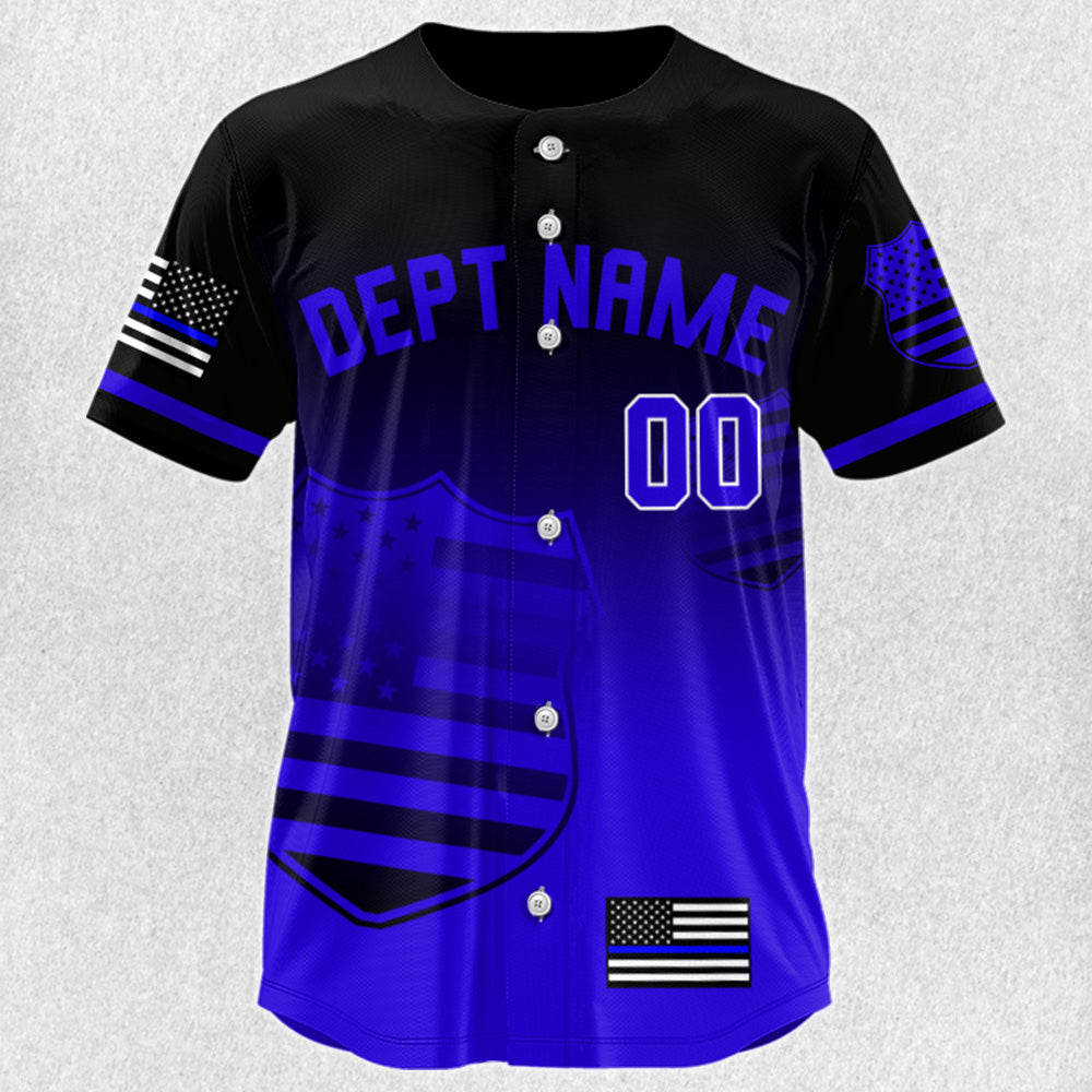 Custom Baseball Jerseys Shirt for Police Personalized Dept Name Number Thin Blue Line Flag H2511