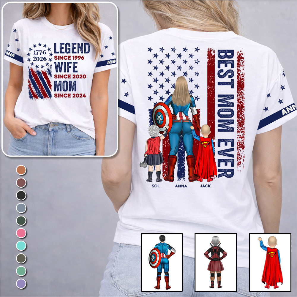 Personalized Legend Wife Mom With 250th Years Of Freedom Anniversary 3D Shirt, Gift For Mom, Mother's Day T1807 T24