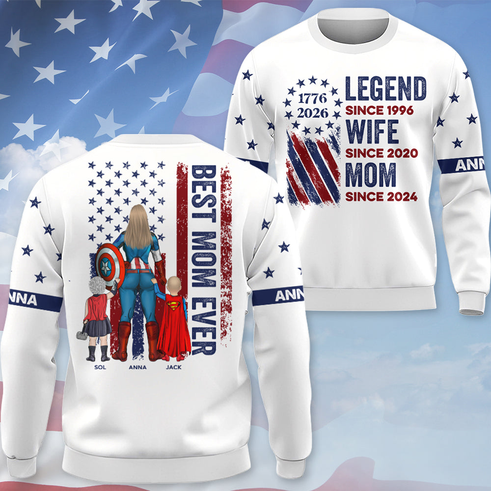 Personalized Legend Wife Mom With 250th Years Of Freedom Anniversary 3D Shirt, Gift For Mom, Mother's Day T1807 T24