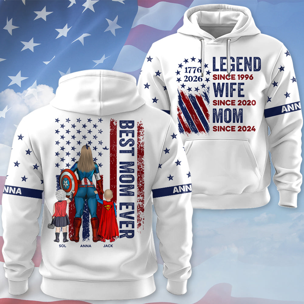 Personalized Legend Wife Mom With 250th Years Of Freedom Anniversary 3D Shirt, Gift For Mom, Mother's Day T1807 T24
