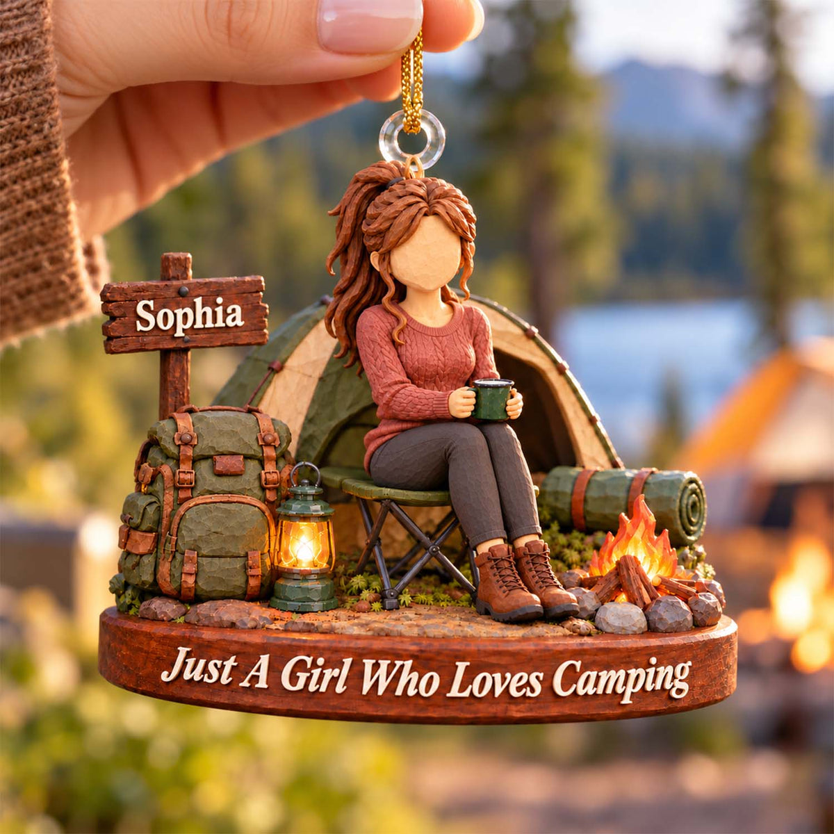 Just A Girl Who Loves Camping, Personalized Camping Ornament, Custom Name Gift, Gift For Camping Lovers MI209 Pt99