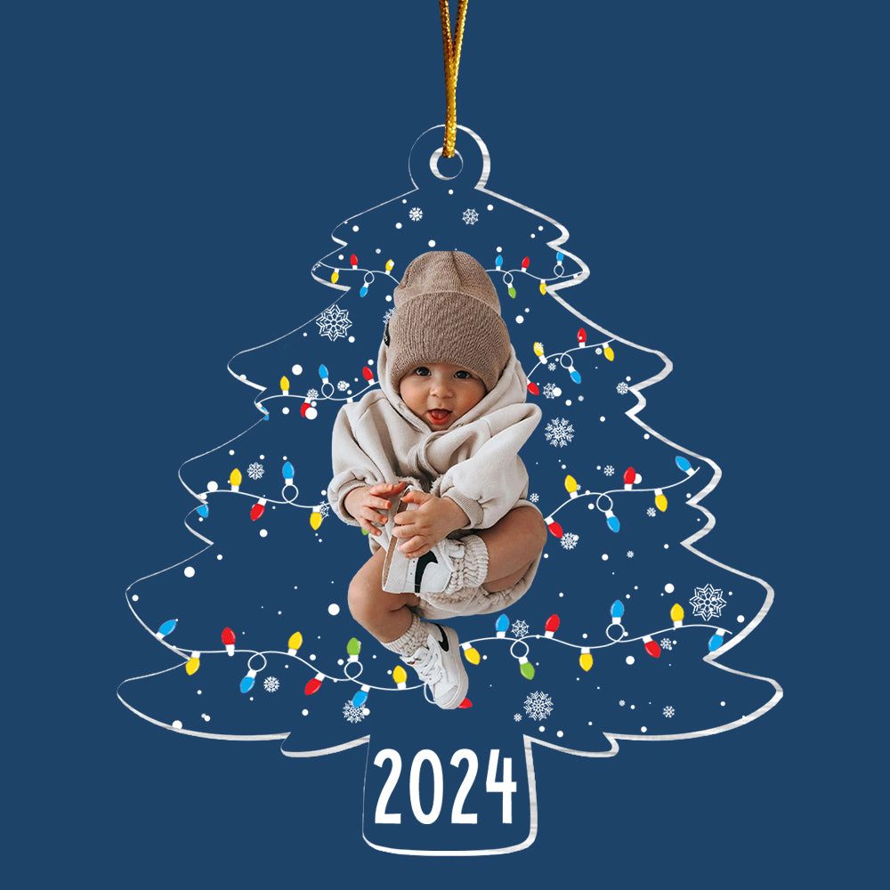 Custom Photo On Christmas Tree Lights - Personalized Acrylic Family Photo Ornament