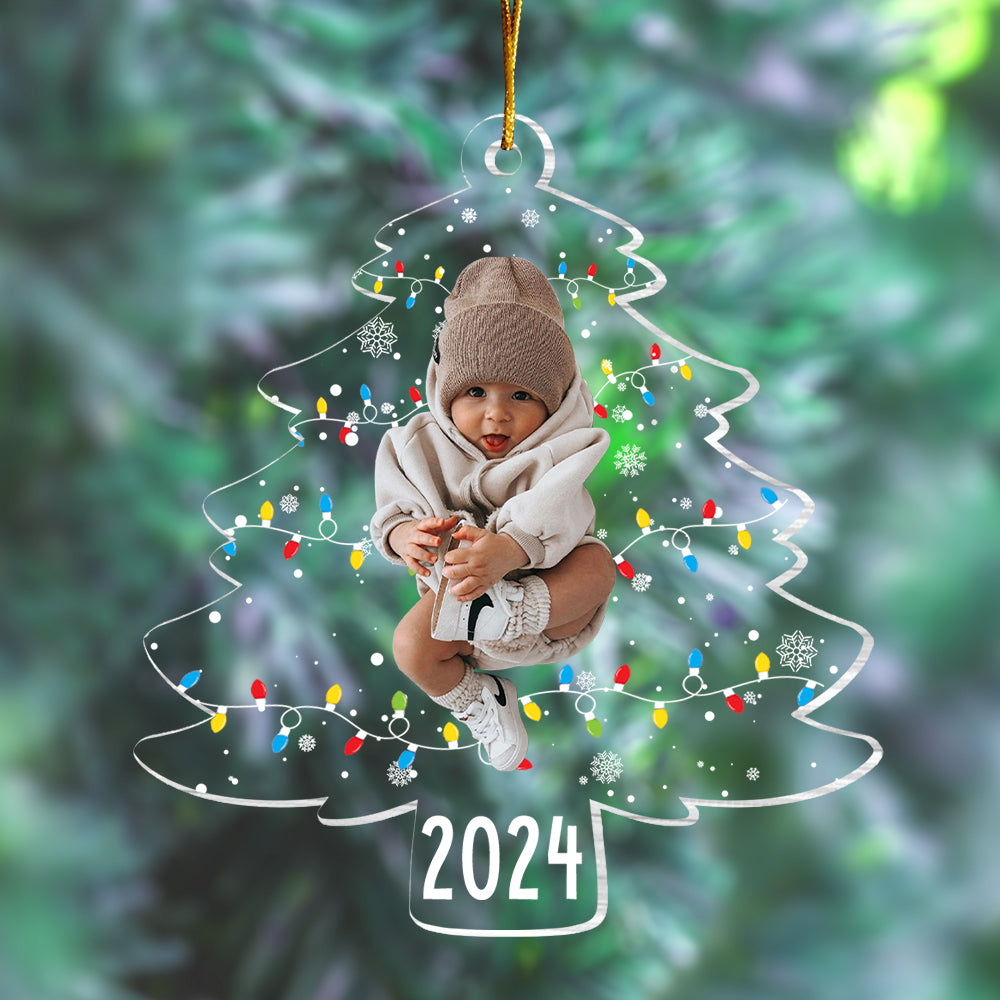 Custom Photo On Christmas Tree Lights - Personalized Acrylic Family Photo Ornament