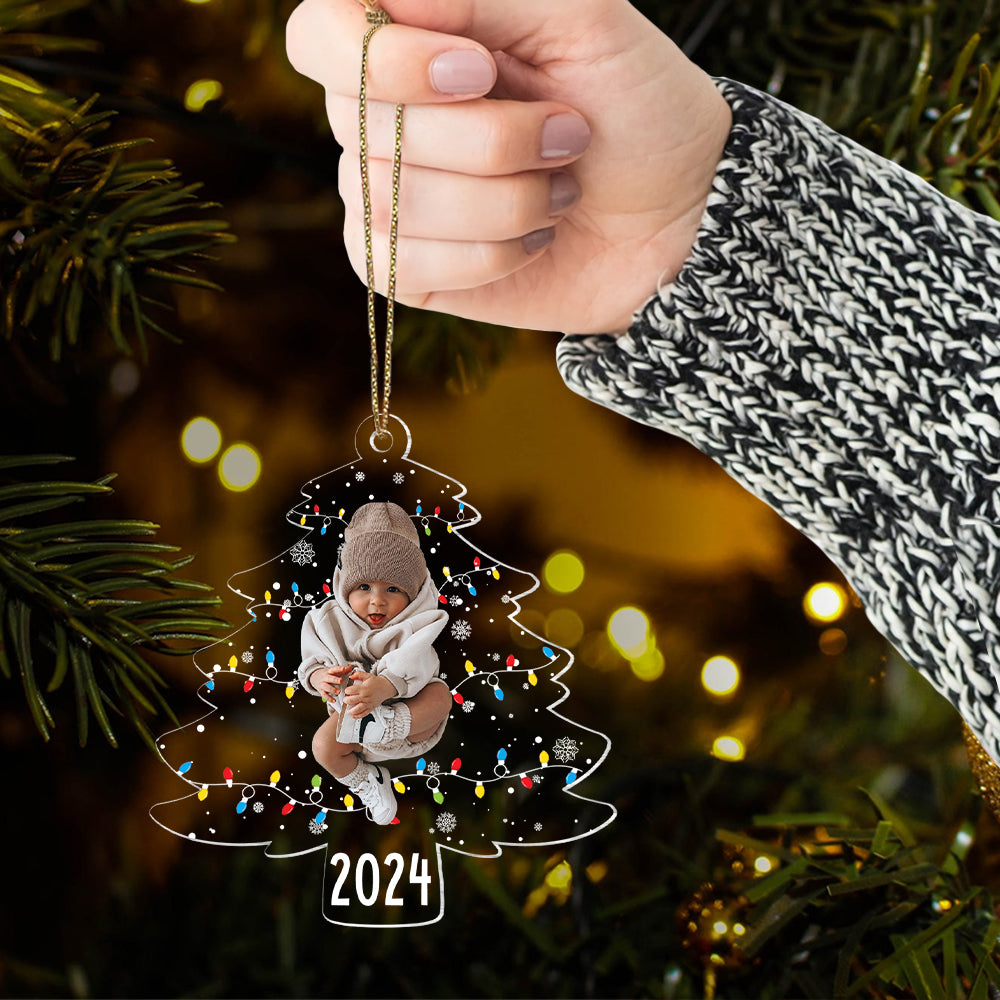 Custom Photo On Christmas Tree Lights - Personalized Acrylic Family Photo Ornament