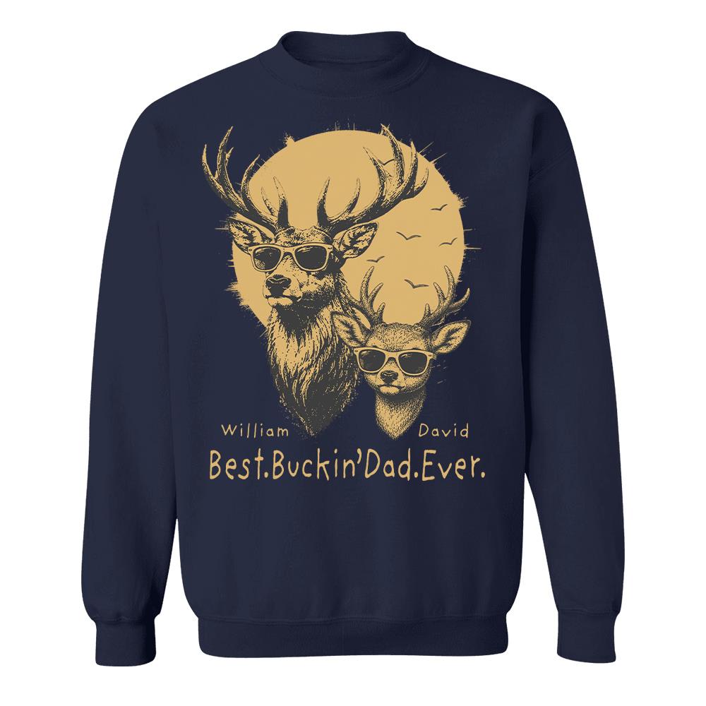 Personalized Best Buckin' Dad Ever T-Shirt Father Day Gifts for Dad Funny Papa Tshirt Cool Daddy Hunting Tee Vr2 Hv01