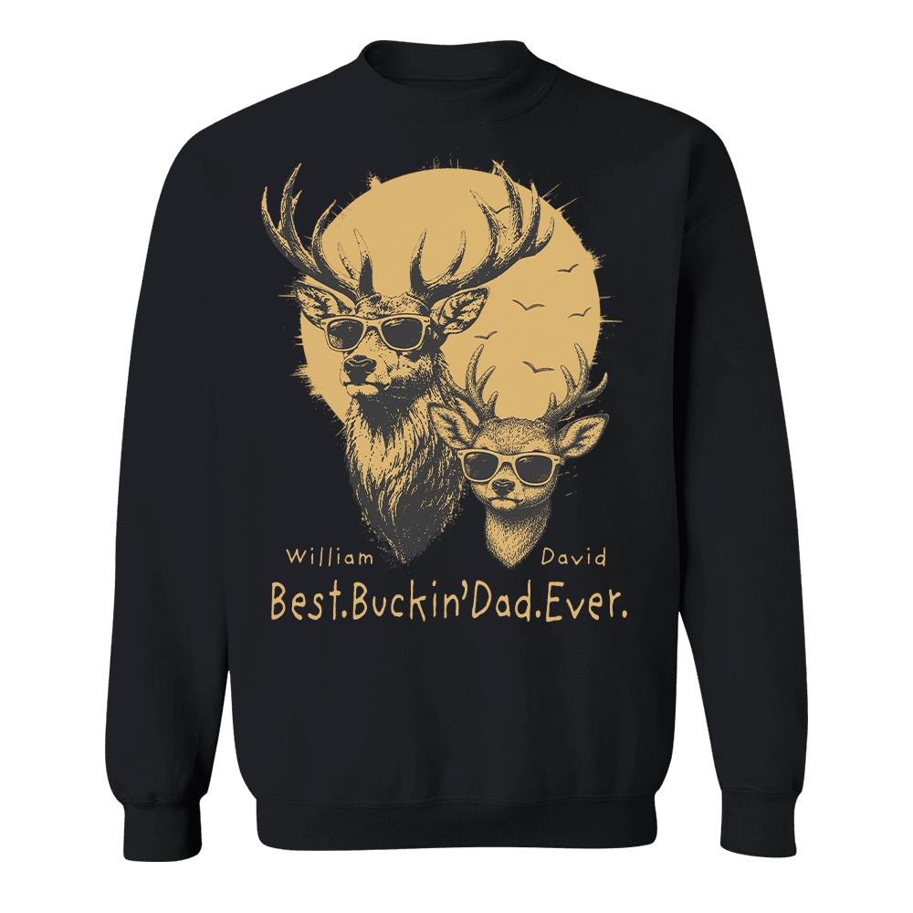 Personalized Best Buckin' Dad Ever T-Shirt Father Day Gifts for Dad Funny Papa Tshirt Cool Daddy Hunting Tee Vr2 Hv01