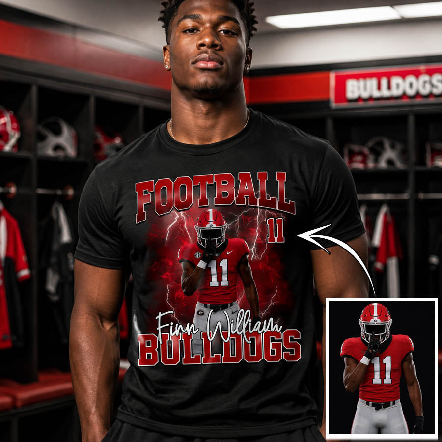 Personalized Football Shirt with Custom Player Photo, Name & Number – Game Day Gift for Football Mom Dad Family