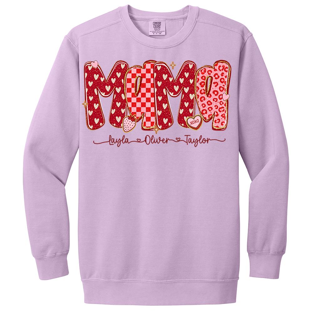 Custom Mama Valentine Glitter Shirt, Leopard Checkered Valentine Nh00