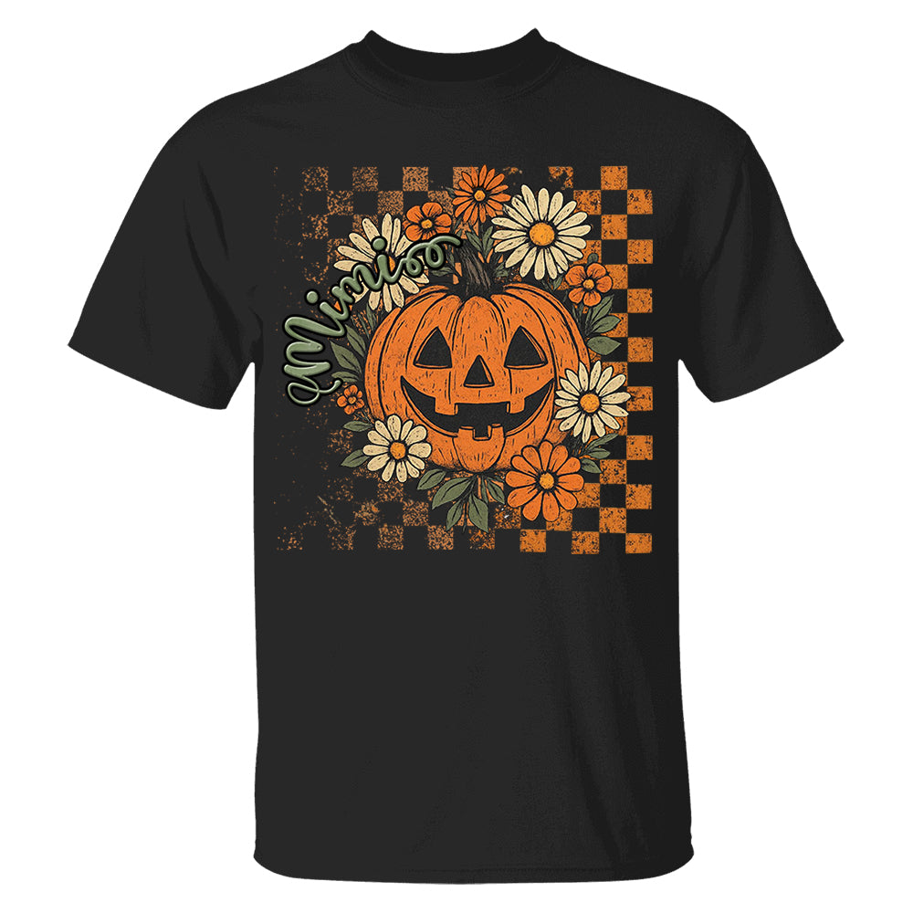 Personalized Mimi Retro Floral Pumpkin Shirts, Custom Halloween Gift for Grandma With Grandkids' Names Vr2 Nh00