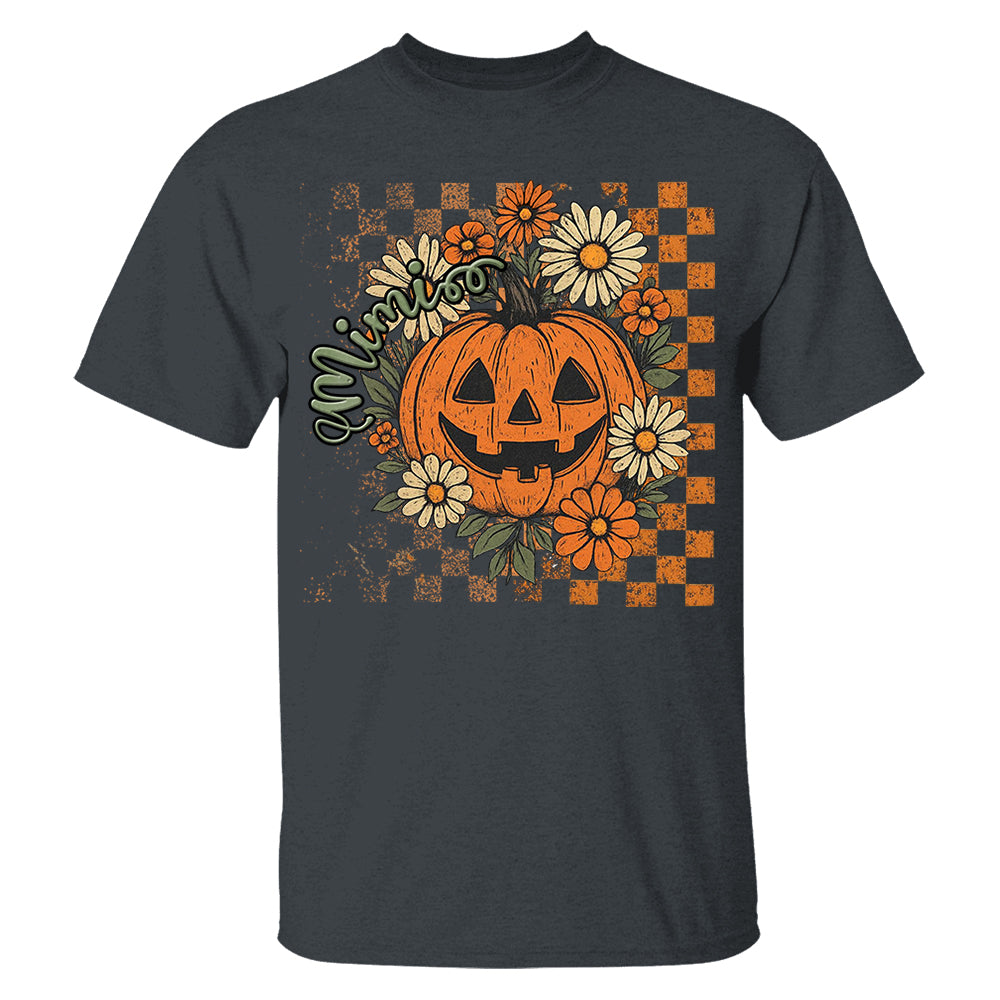 Personalized Mimi Retro Floral Pumpkin Shirts, Custom Halloween Gift for Grandma With Grandkids' Names Vr2 Nh00
