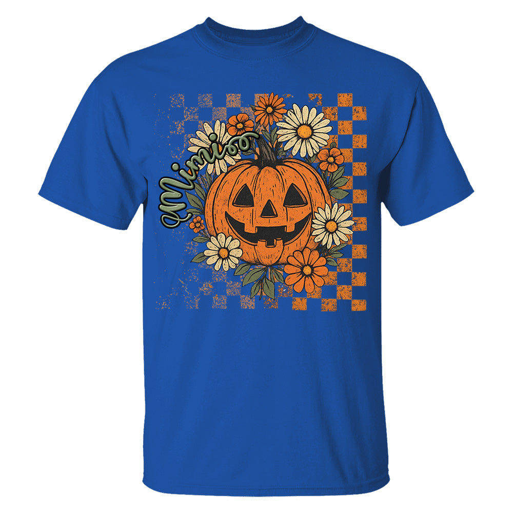 Personalized Mimi Retro Floral Pumpkin Shirts, Custom Halloween Gift for Grandma With Grandkids' Names Vr2 Nh00