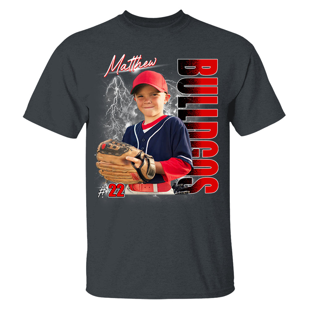 Custom Photo Baseball Player Shirt - Personalized Team Name School Name Bootleg Shirt Vr2 Na02