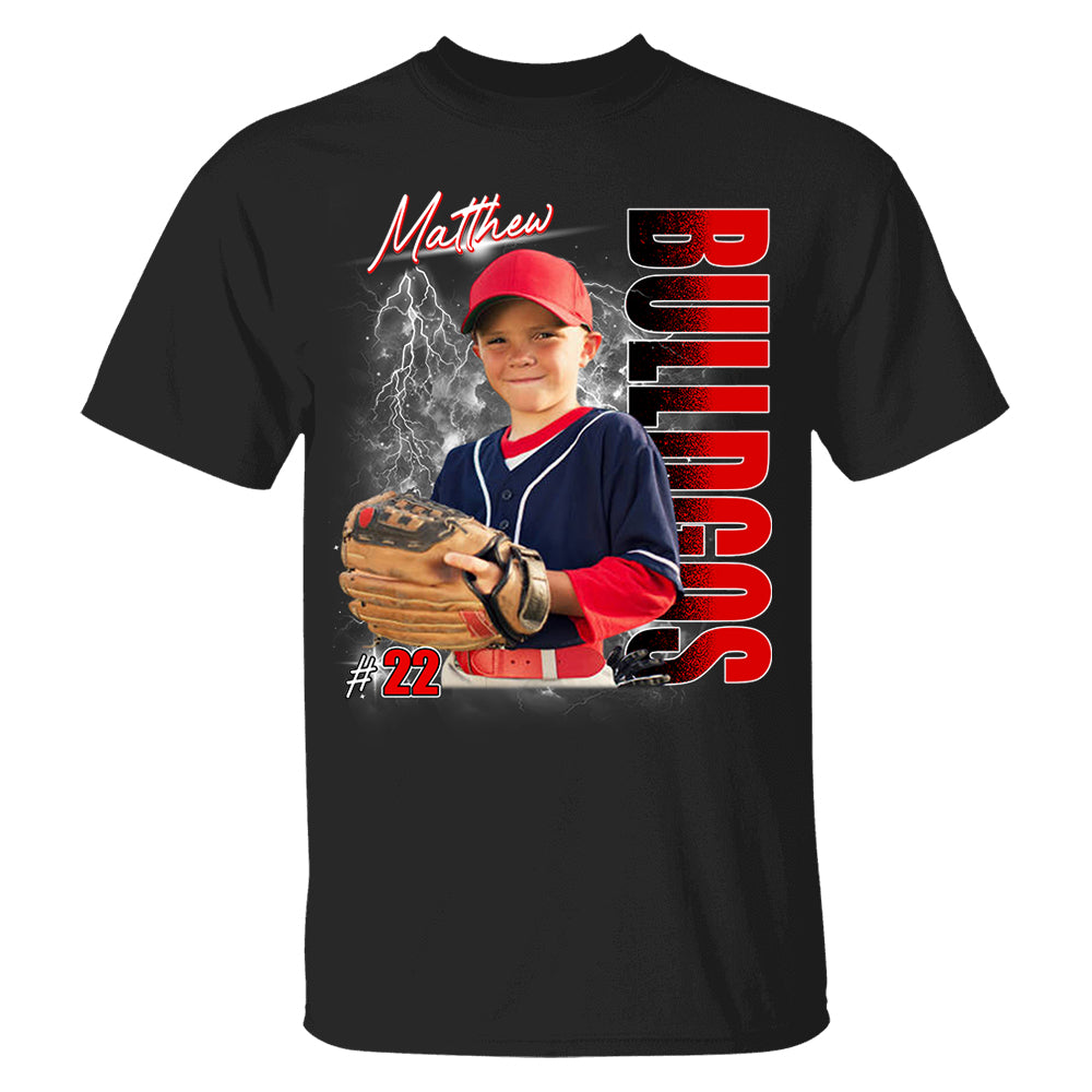 Custom Photo Baseball Player Shirt - Personalized Team Name School Name Bootleg Shirt Vr2 Na02