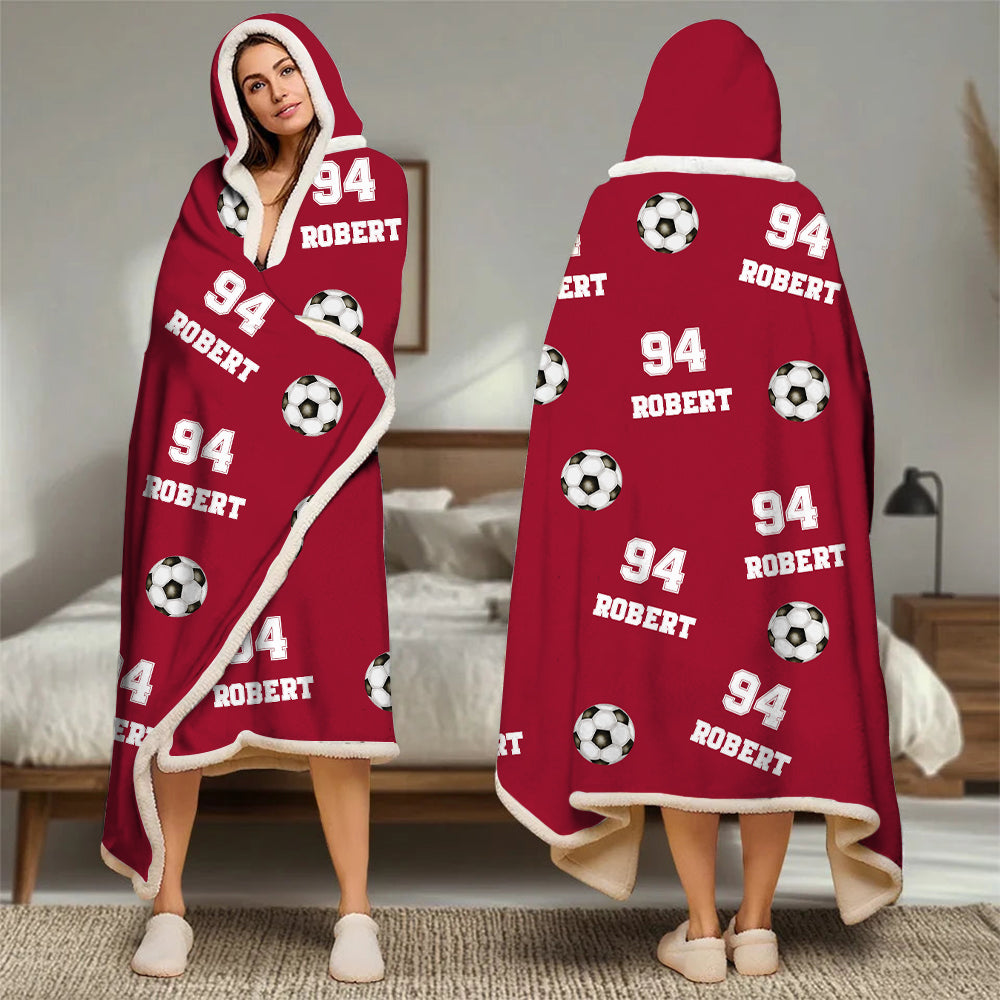 Personalized Soccer Wearable Blanket Hoodie For Sport Lovers, Sport Players Tu20