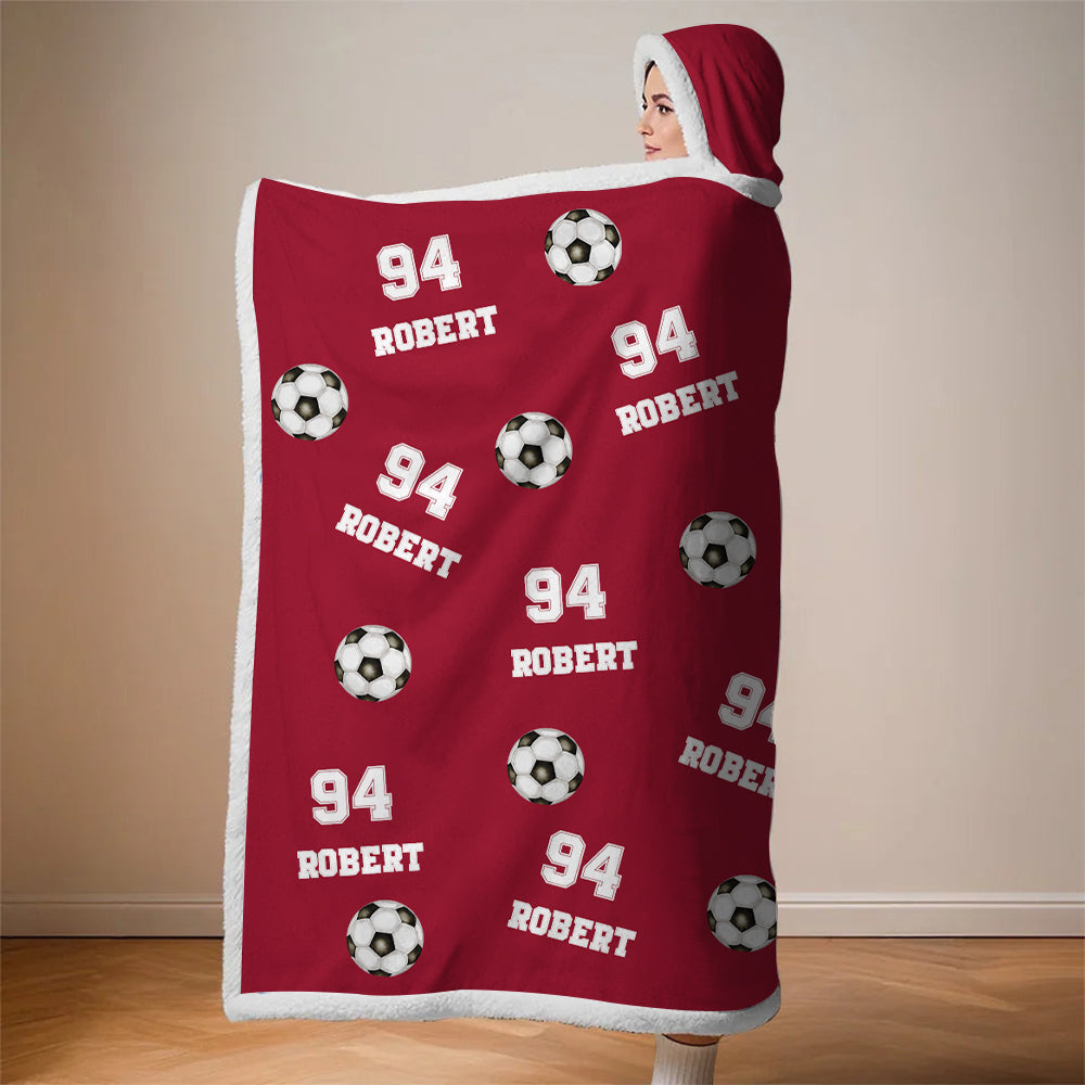 Personalized Soccer Wearable Blanket Hoodie For Sport Lovers, Sport Players Tu20