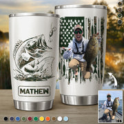 Fishing Gifts for Men Him Personalized Upload Photo Tumbler for Bass Fisherman, Largemouth Bass Tumbler for Him, Dad, Fathers Day Gifts, Lake Fishing Dad Pt99