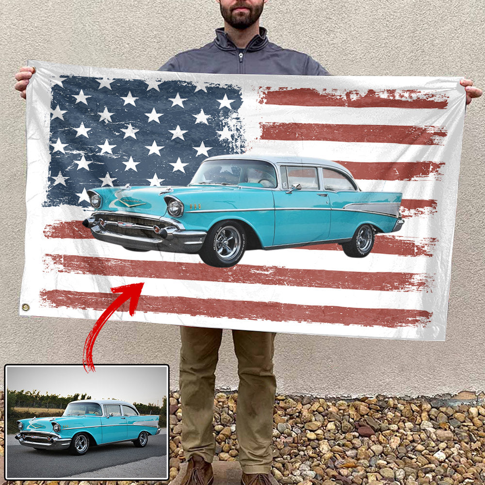 Personalized Truck & Tractor Pulling American Flag, Truck & Tractor Pulling Custom Photo Wall Flag Do99