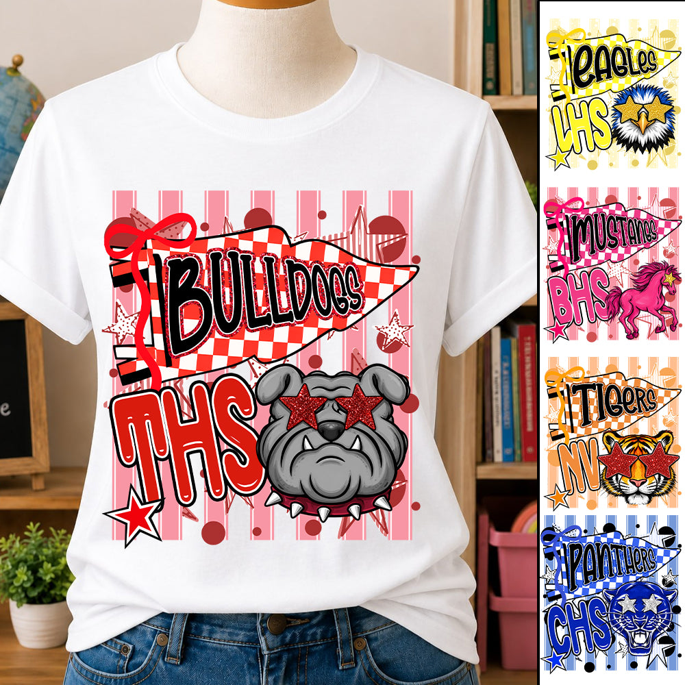 Custom Cheer Team Mascot, Mascot Neon Striped Shirt L0411 Nh00