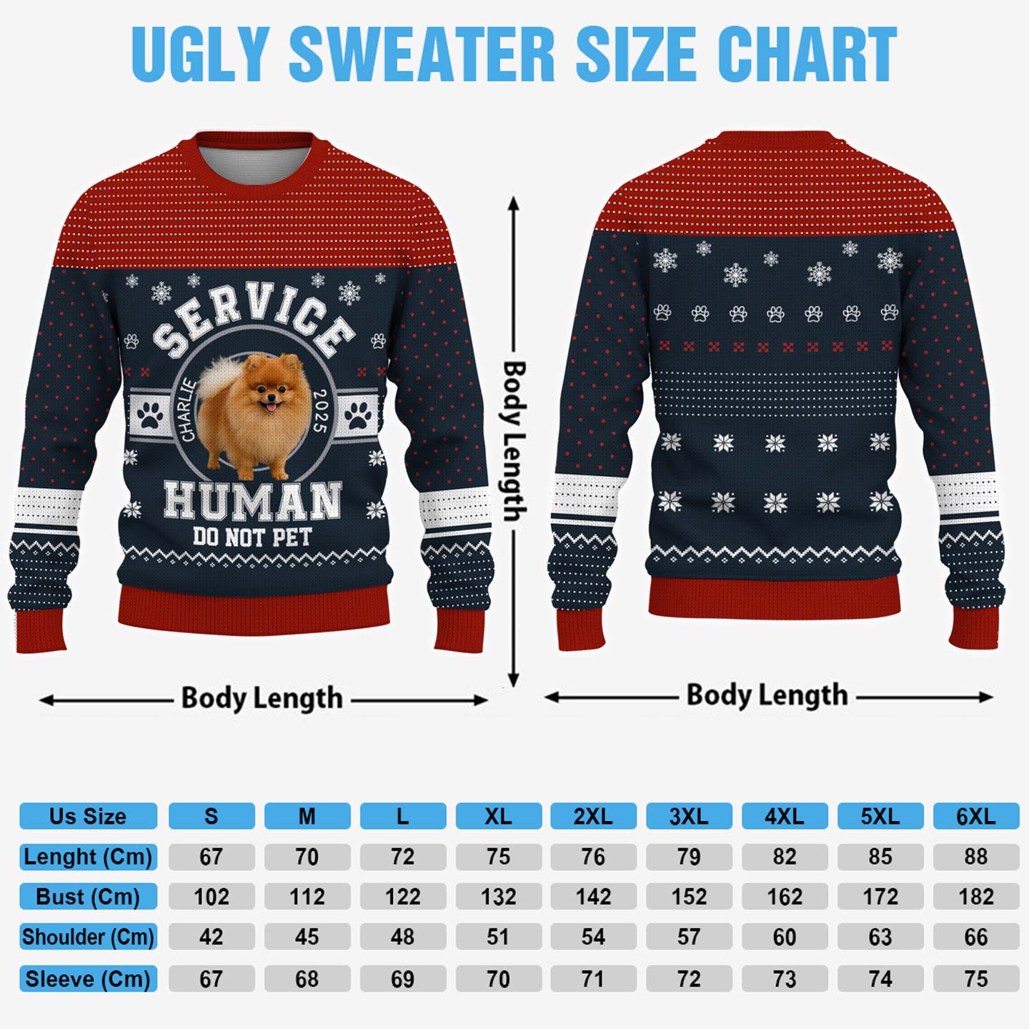 Service Human Do Not Pet, Custom Dog Christmas Ugly Sweater, Gift For Pet Lover T1807 Pt99