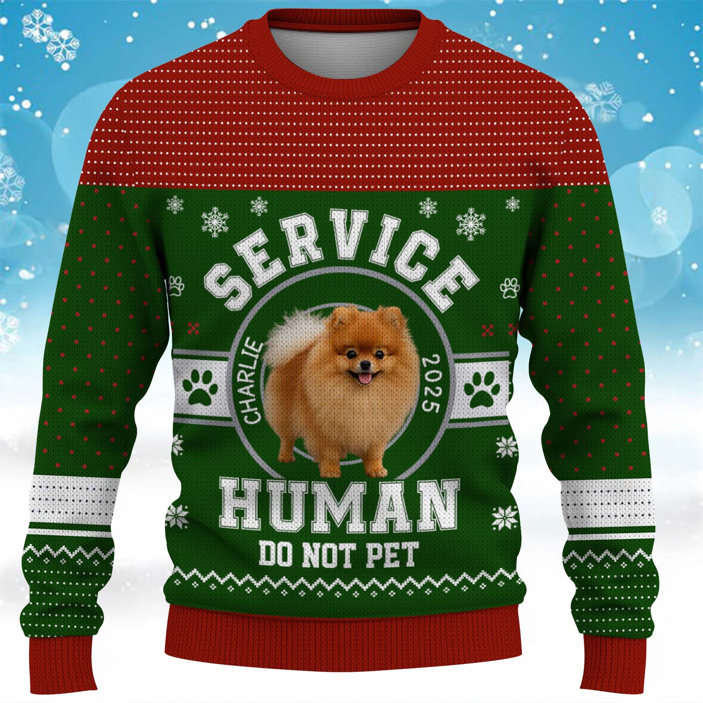 Service Human Do Not Pet, Custom Dog Christmas Ugly Sweater, Gift For Pet Lover T1807 Pt99