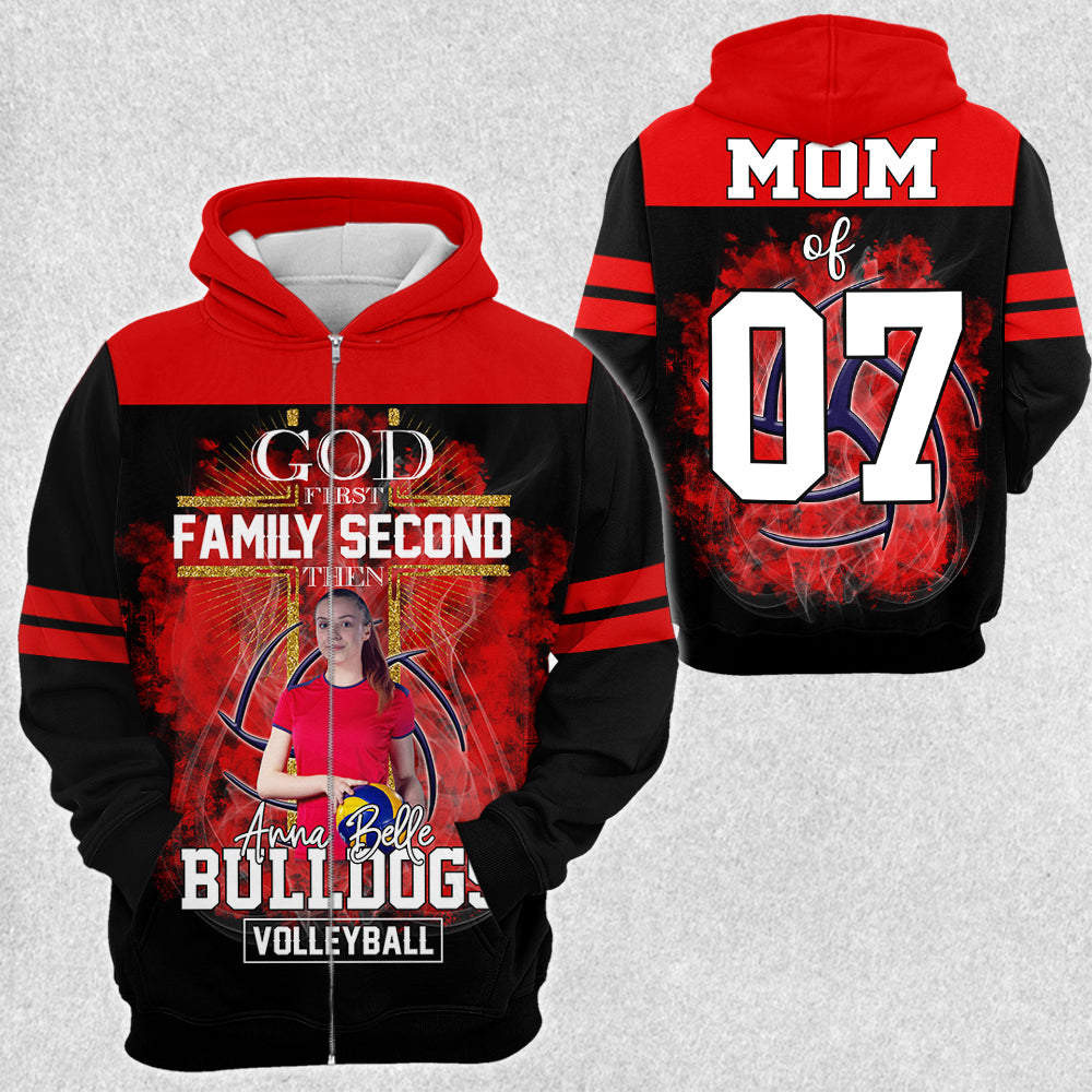 God First Family Second Then Volleyball Personalized Photo All Over Print Shirt For Volleyball Lovers