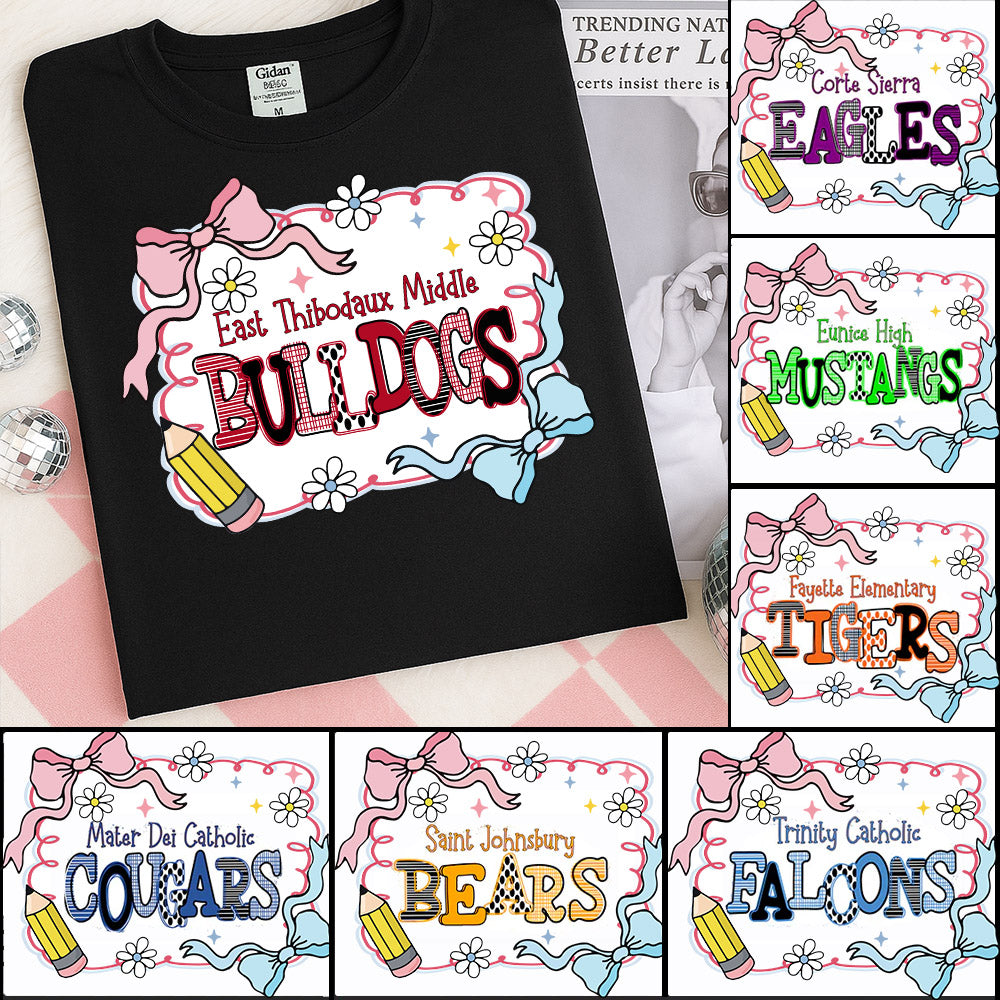 Custom School's Name Shirts, Custom Preppy Teacher First Day of School Shirt Gift For Teacher Nh00