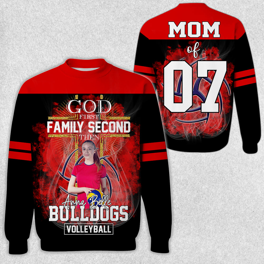 God First Family Second Then Volleyball Personalized Photo All Over Print Shirt For Volleyball Lovers
