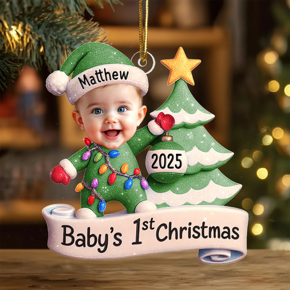 Baby's First Christmas - Personalized Acrylic Photo Ornament Hv01