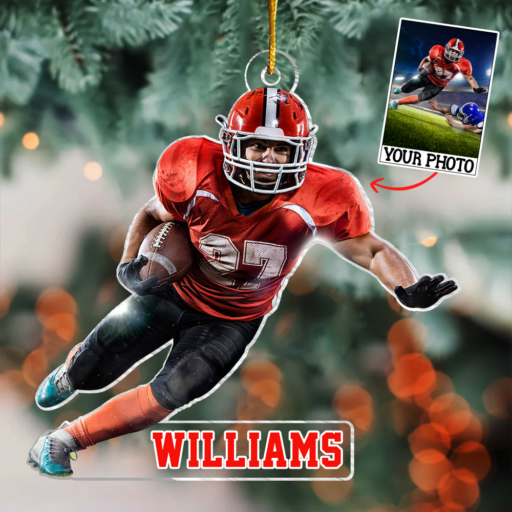 Custom Photo American Football Ornament 2024 - Sport Personalized Custom Ornament - Acrylic Custom Shaped - Christmas Gift For Football Players