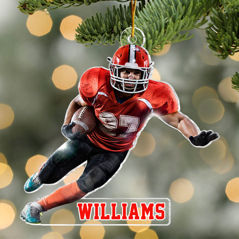 Custom Photo American Football Ornament 2024 - Sport Personalized Custom Ornament - Acrylic Custom Shaped - Christmas Gift For Football Players