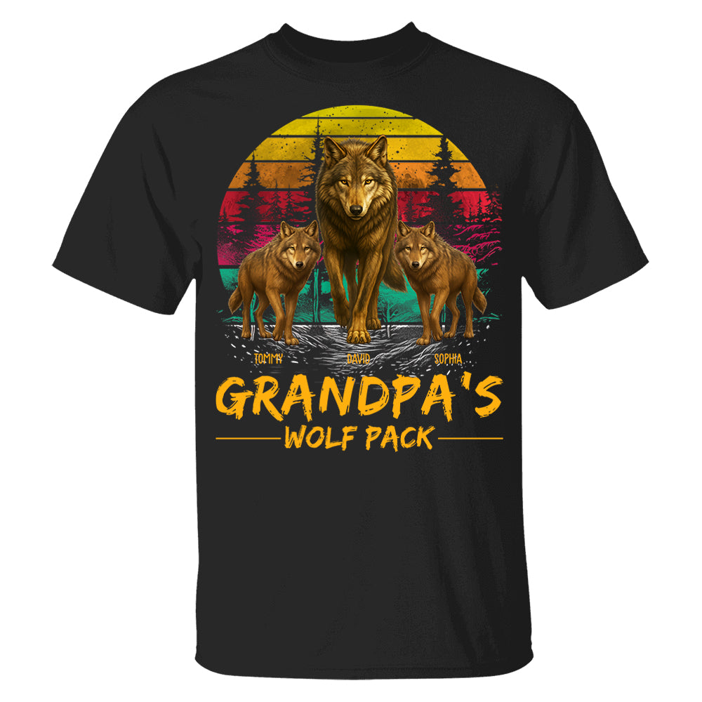 Grandpa Wolf Pack Personalized Vintage Shirt For Grandpa Pt99