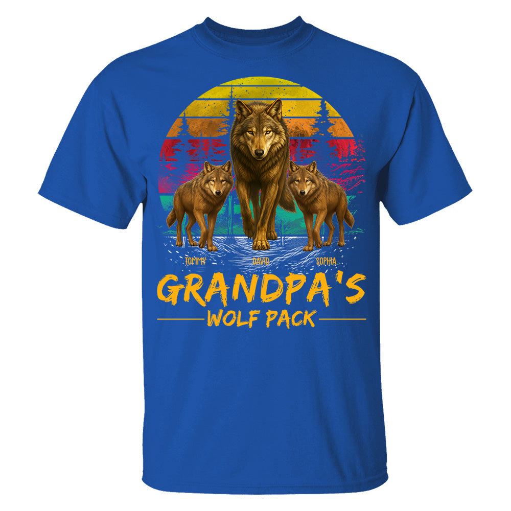 Grandpa Wolf Pack Personalized Vintage Shirt For Grandpa Pt99