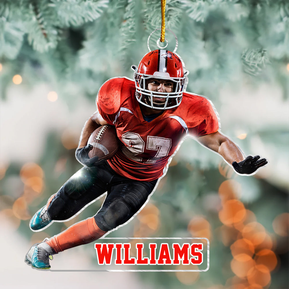 Custom Photo American Football Ornament 2024 - Sport Personalized Custom Ornament - Acrylic Custom Shaped - Christmas Gift For Football Players
