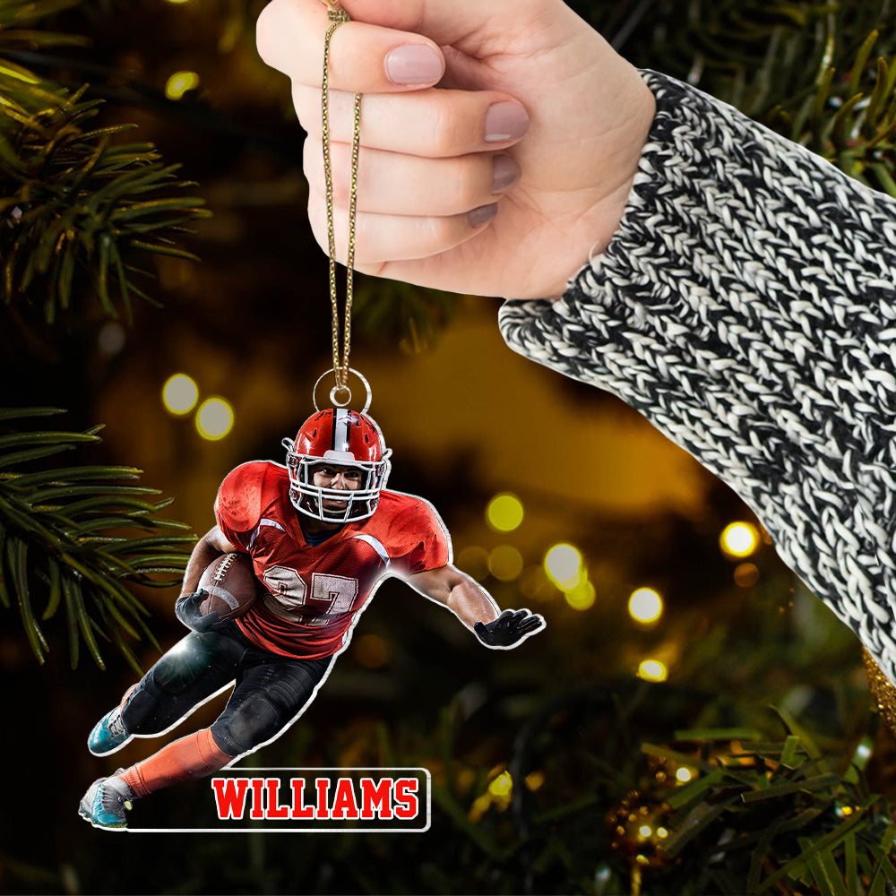 Custom Photo American Football Ornament 2024 - Sport Personalized Custom Ornament - Acrylic Custom Shaped - Christmas Gift For Football Players