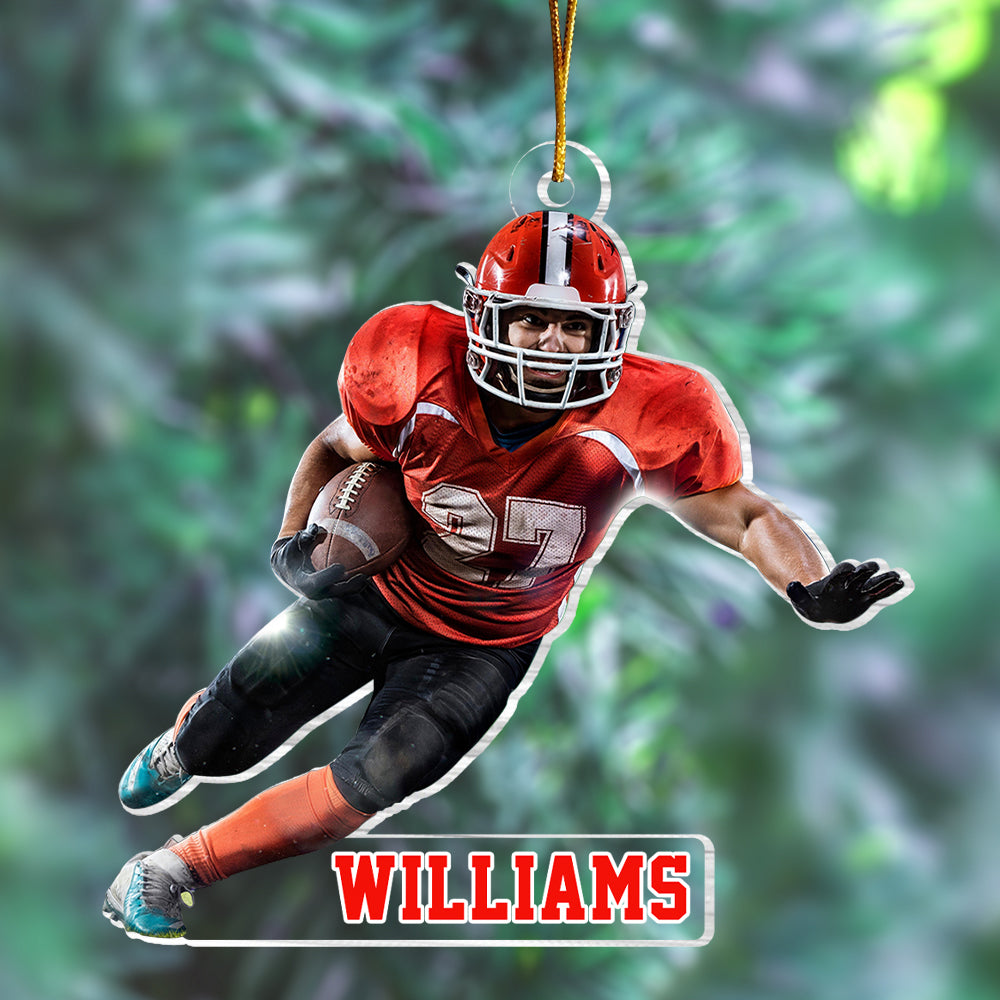 Custom Photo American Football Ornament 2024 - Sport Personalized Custom Ornament - Acrylic Custom Shaped - Christmas Gift For Football Players
