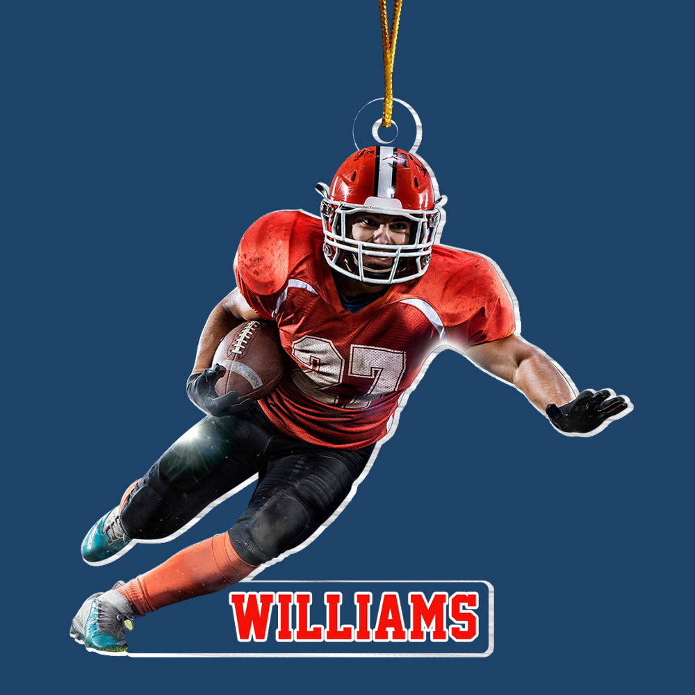 Custom Photo American Football Ornament 2024 - Sport Personalized Custom Ornament - Acrylic Custom Shaped - Christmas Gift For Football Players
