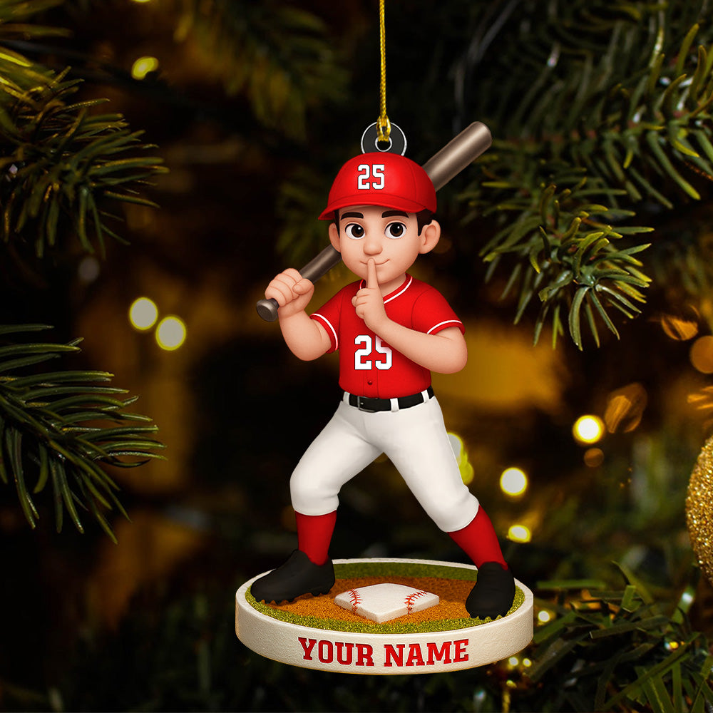 Christmas Baseball SoftBall Lover, Christmas Ornament, Personalized Acrylic Ornament T1807 Th23