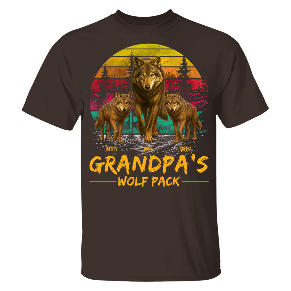 Grandpa Wolf Pack Personalized Vintage Shirt For Grandpa Pt99