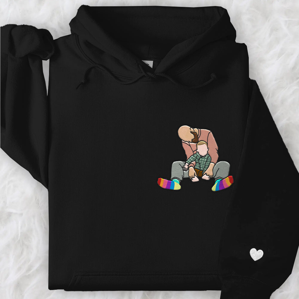 Custom Embroidered Family Portrait Shirt, Custom Portrait Outline Embroidered Shirt For Him Father’s Day, Custom Line Art Embroidered Tee, Faceless Shirt, Outline Faceless Tee