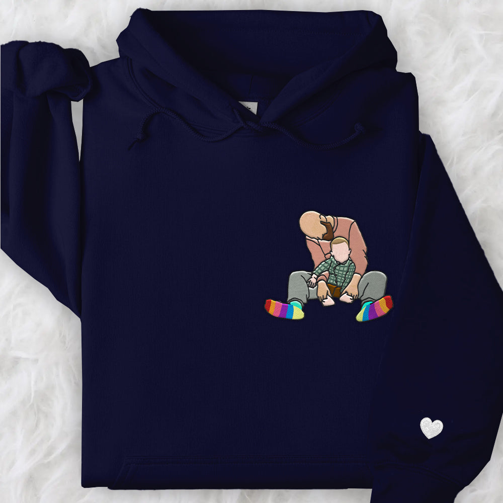 Custom Embroidered Family Portrait Shirt, Custom Portrait Outline Embroidered Shirt For Him Father’s Day, Custom Line Art Embroidered Tee, Faceless Shirt, Outline Faceless Tee